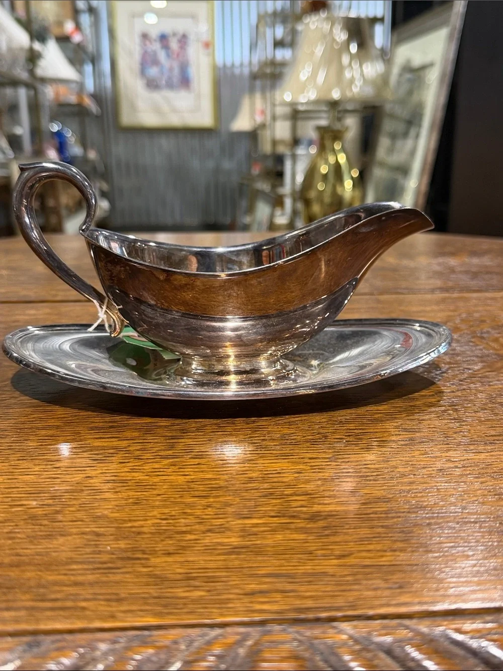 Silver Gravy Boat with Attached Saucer - Classic Home Dining